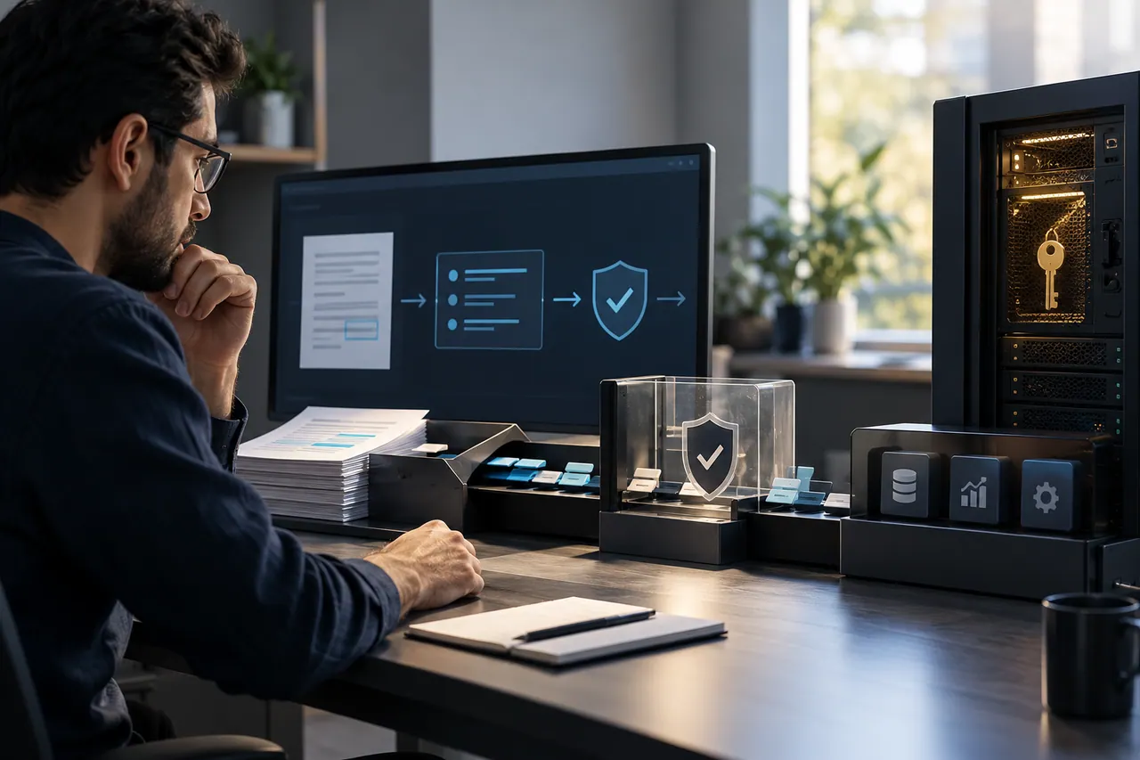 بررسی مرز مجوز و دسترسی ابزار در کنار مخزن اسناد قفل‌شده