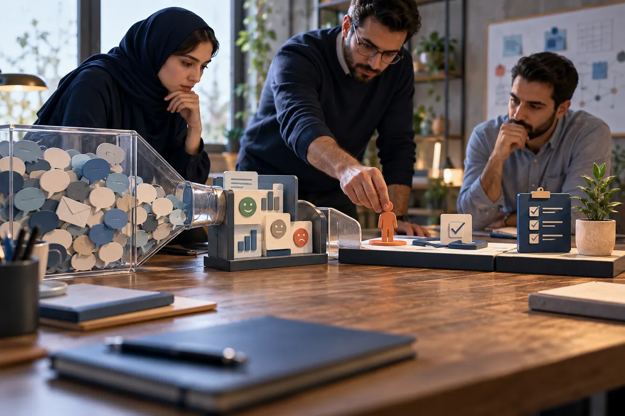 همکاری تیم برای انتخاب اقدام بهبود بر پایهٔ بازخوردهای مختلف مشتری